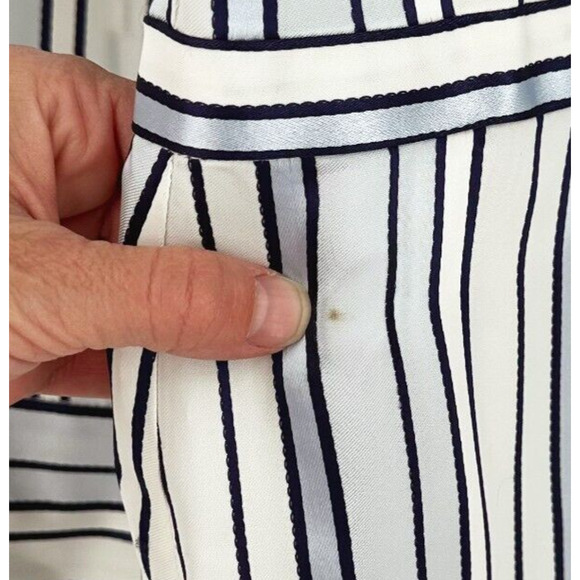 Alexis Womens Drop Waist Shirt Dress Large Satin Stripped Classic Career Preppy - Picture 4 of 10